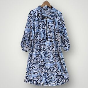 Mlle Gabrielle Blue Swirl Print A-Line Dress